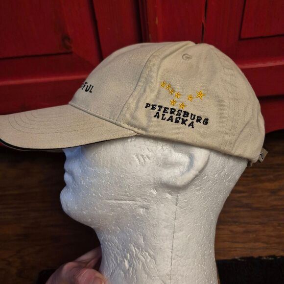 Bald is Beautiful Baseball Cap Pacific Headwear Petersburg Alaska Tan Hat EUC - Picture 2 of 5